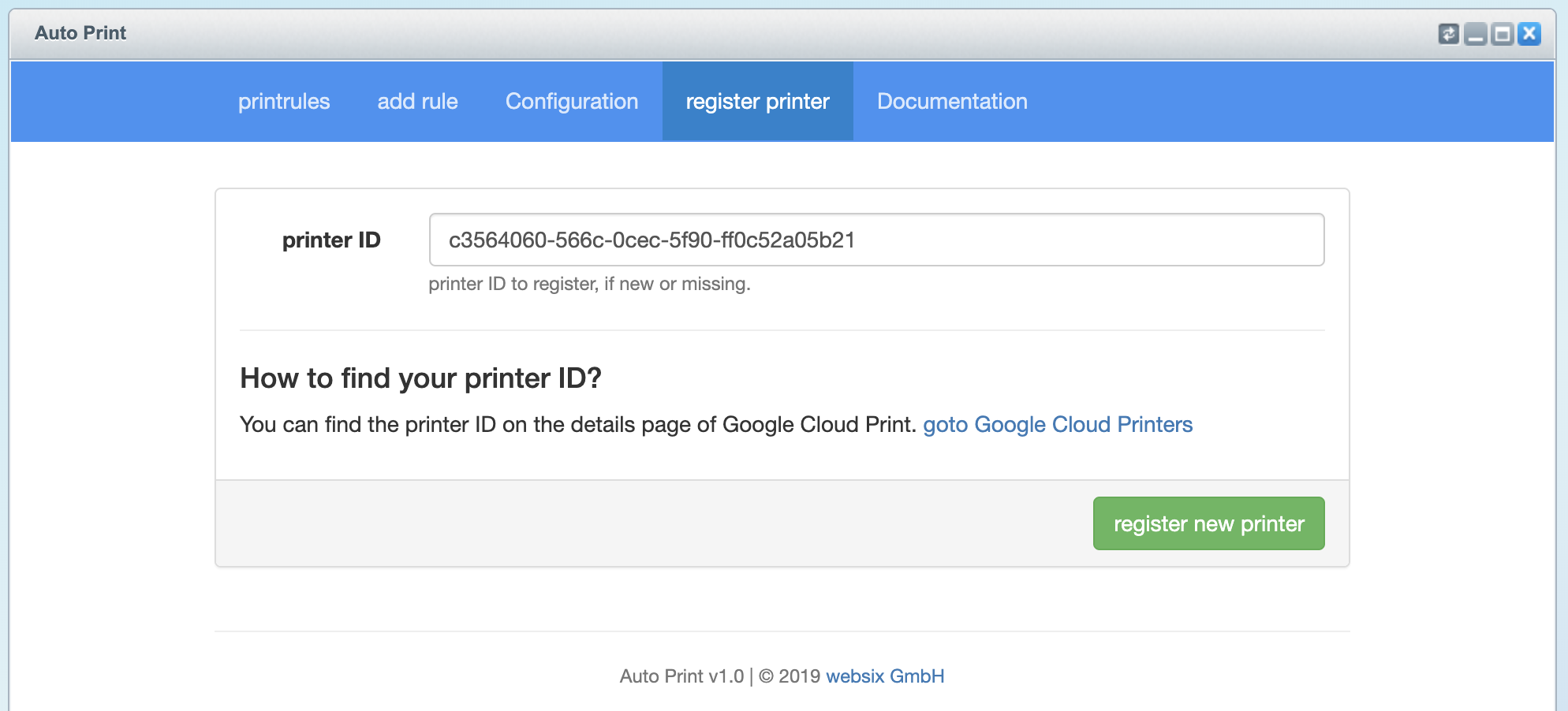 register Printer